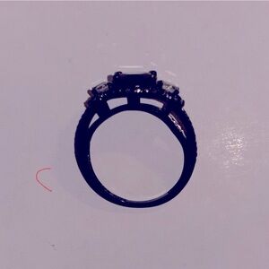 Black Ring with Black Stones